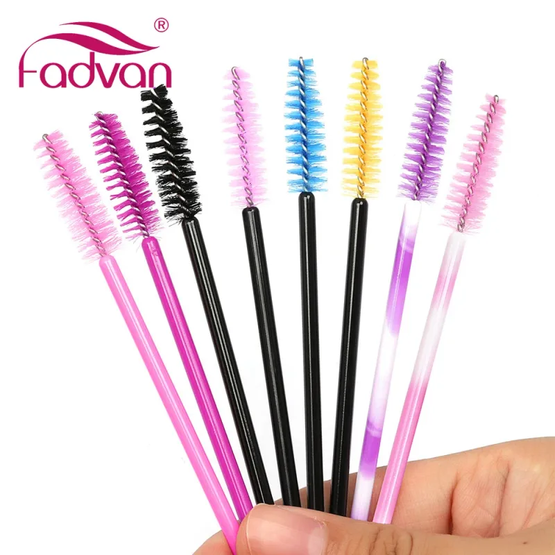 Fadvan 50 Cái/gói Cọ Trang Điểm Nhựa Micro Cây Đũa Phép Lông Mi Giả Dụng Cụ Chải Màu Đen/Hồng/Màu Làn Mi Nối Dài Tiếp Liệu