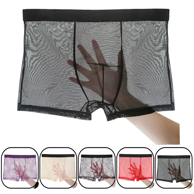 Heren Ondergoed Heren Ultradunne Transparante Boxershorts Mannelijke Mesh Slips Homme Slipje Boxershorts Comfortabele heren Onderbroek — image 1