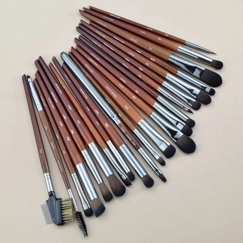 Přírodní dřevo štětce na líčení očí celá sada Pro Crease Eyeshadow Make up kit rozmazání zvýrazňovač obočí Štětec na řasy praktický — image 5