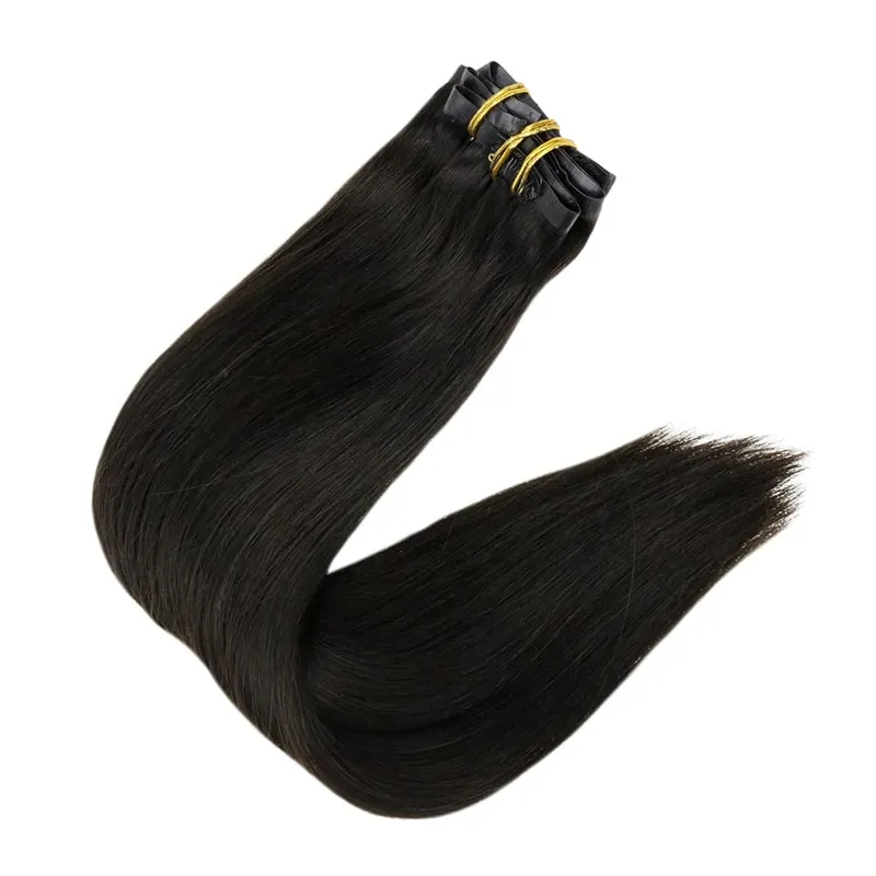 Clip invisible sin costuras Full Shine en extensiones de cabello humano 8 piezas 120 g Remy Balayage Color rubio — image 18