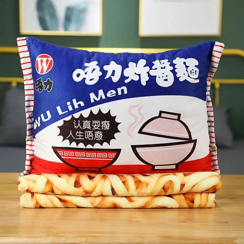 45cm Funny Food Plush Toy Simulation Instant Noodles Plush Pillow with Blanket Stuffed Beef Fried Noodles Gifts Plush Pillow — image 12
