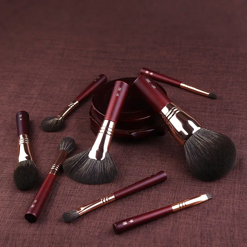Conjunto de pincéis de maquiagem artesanal profissional, fibra sintética macia, cabo curto, kit de pincéis de maquiagem portátil para viagem