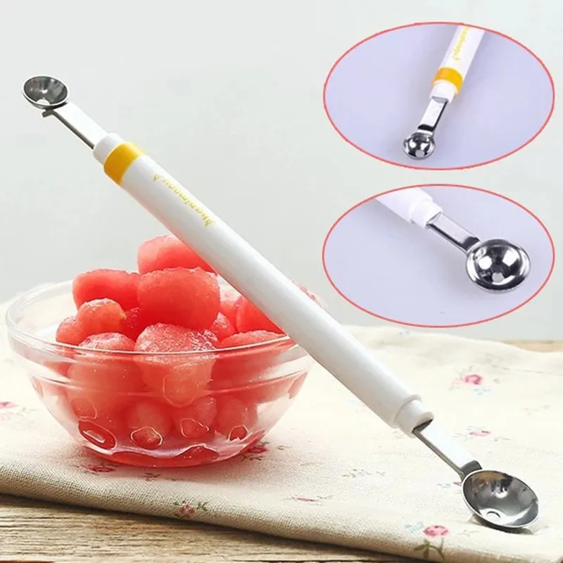 Mini vykopávač kuliček na jablka Meloun Lžíce Naběračka na zmrzlinu Nerezová ocel Oboustranný nástroj na vaření Kuchyňské doplňky pro kutily Gadgets — image 6