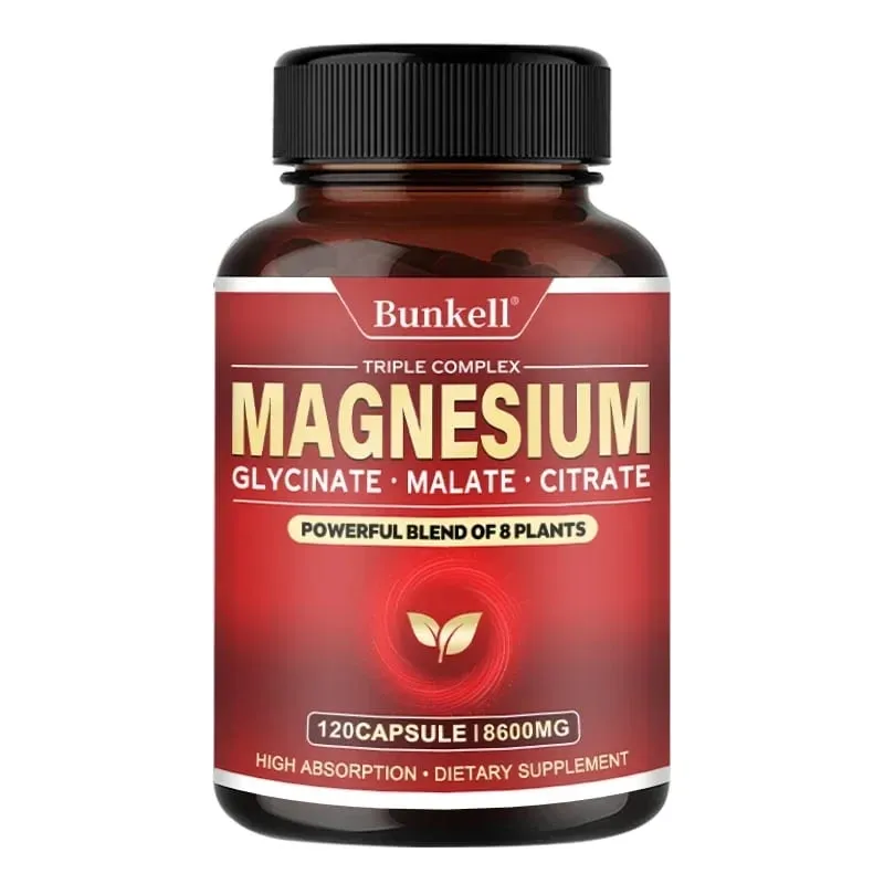 High Absorption Magnesium Glycinate Malate Citrate 100% Chelated Non-GMO Vegetarian Gluten Free 8 600 Mg 120 Capsules