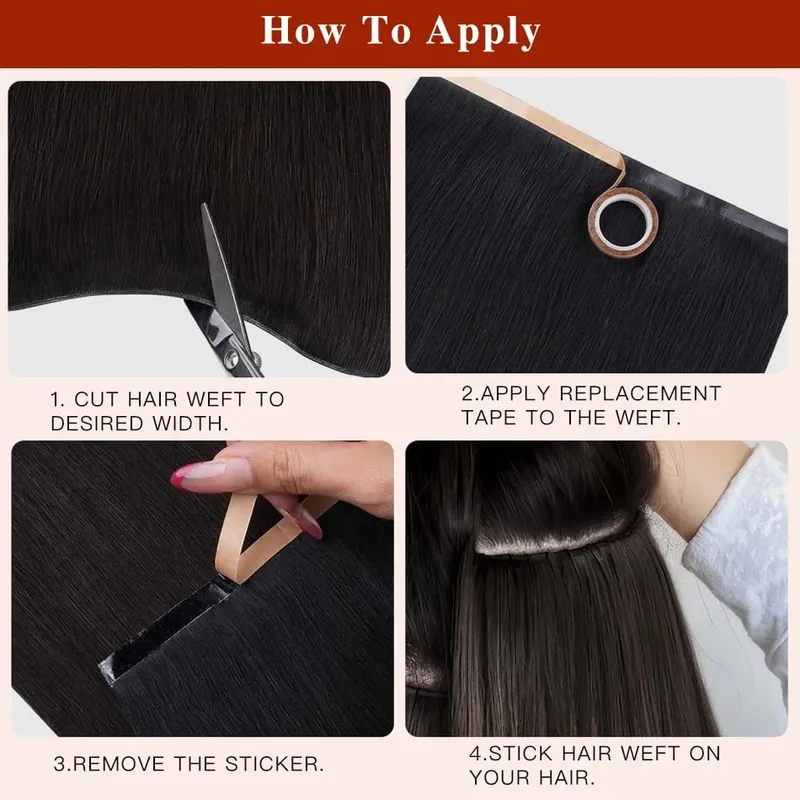 Tape In Weft Hair Extensions Human Hair 50g Injected PU Long Weft Tape In Hair Extensions Real Human Hair Seamless Tape ins Weft — image 6