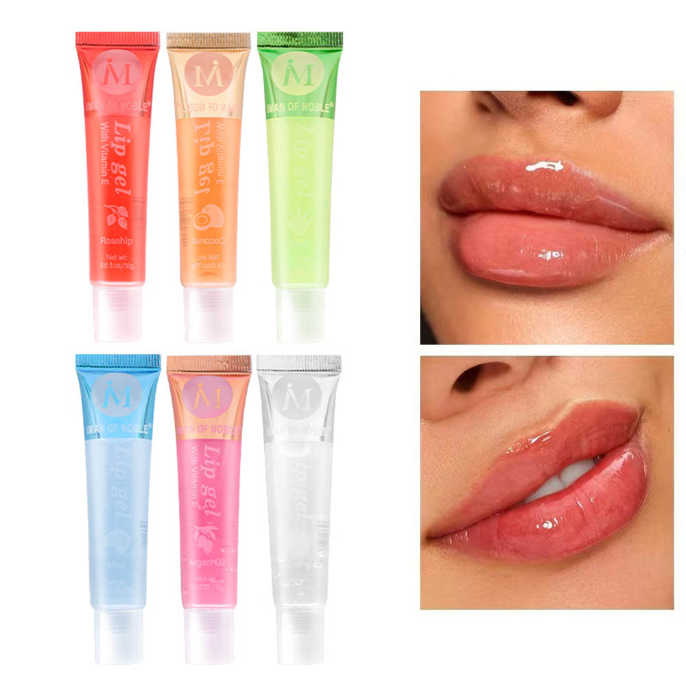 6Pcs Perisa Buah Berair Set Pengilat Bibir Berkilat Gel Bibir Jelas Penghidratan Pelembap Bibir Glos Bibir Wanita Makeup Bibir Borong — image 6