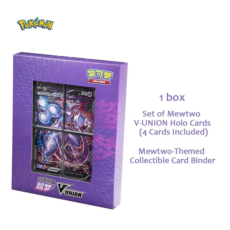 Oryginalna karta Pokemon TCG sprzęgło kwartetu V-Union zestaw pudełek podarunkowych-Pikachu Mew-Two-100% autentyczne kolekcjonerskie karty kolekcjonerskie