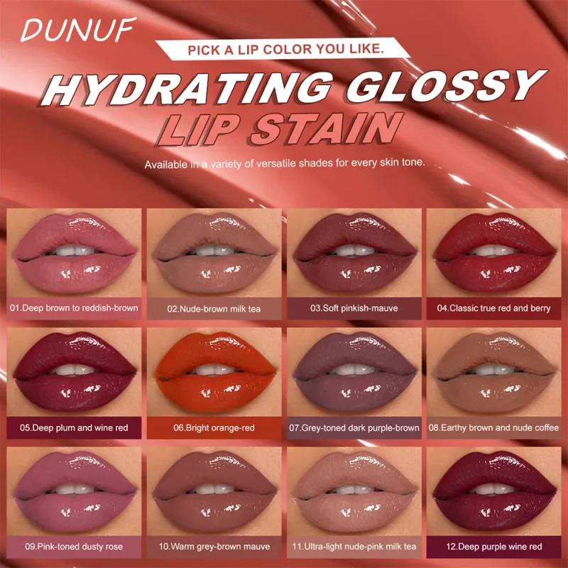 Brillo de labios brillante espejo agua tinte de labios taza no pegajosa de larga duración lápiz labial líquido hidratante maquillaje de labios rojo marrón desnudo