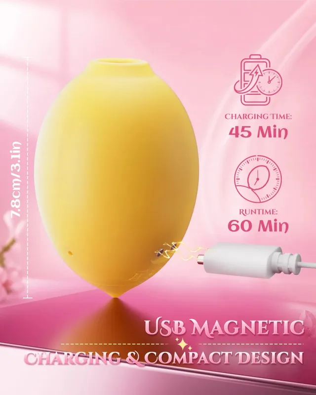 Penggetar Lemon Penggetar Pengisap Stimulator Klitoris dengan 10 Mode Mengisap Pengisap Klitoris Silikon Mainan Seks Pasangan Wanita 18 +