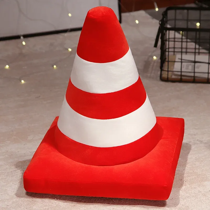 Almofada roadblock recheado macio realista cone de tráfego construção de estrada cone travesseiro crianças brinquedos decoração para casa — image 10