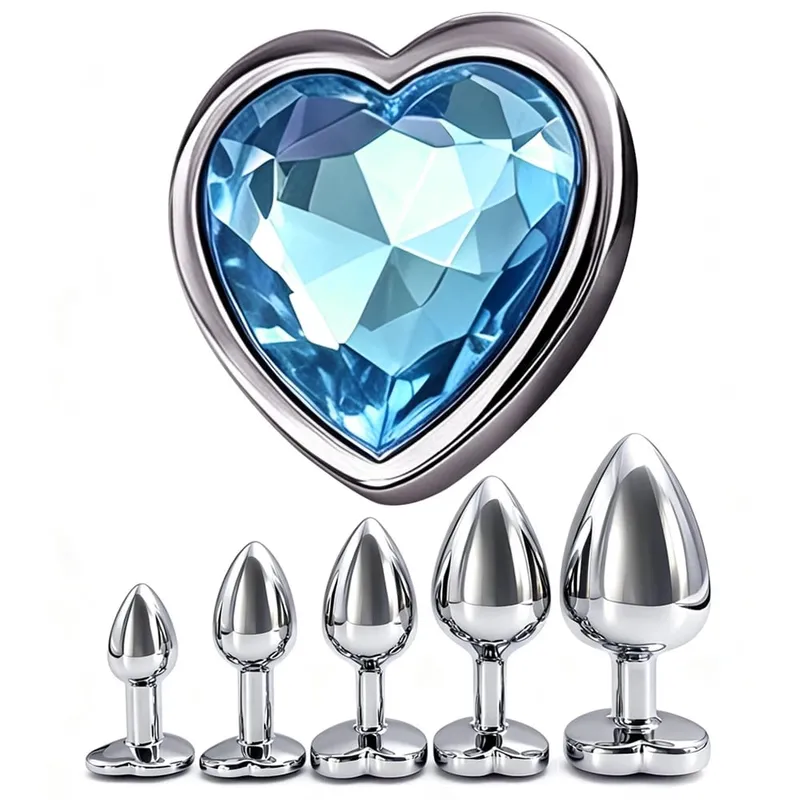 5 Sizes Metal Anal Plug Set with Heart Base Smooth Prostate Massage Butt Plug Sex Toys for Men Women Couples — image 1