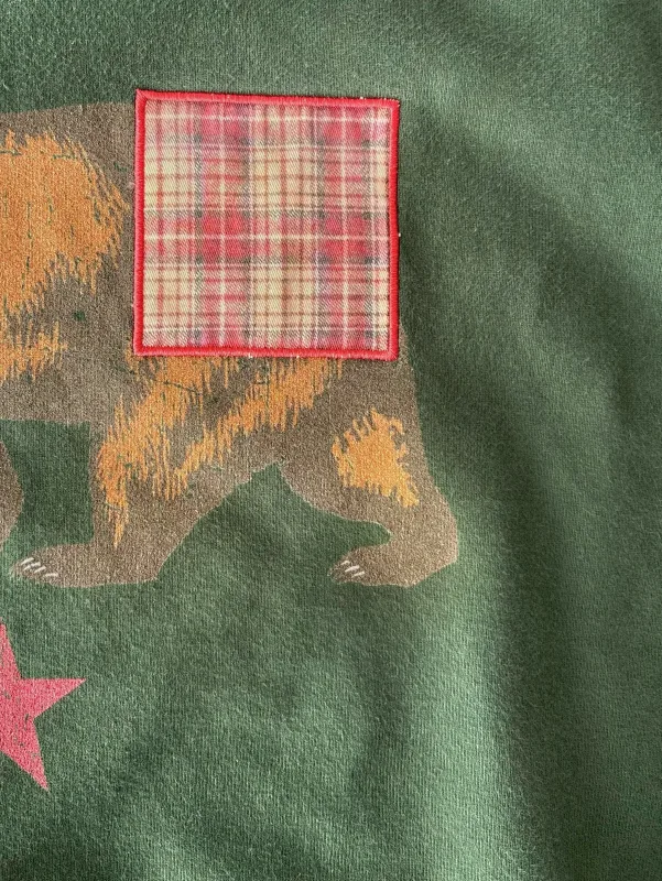 Vintage Bear Print Hoodie Men Retro Green Plaid Patch Pullover Hooded Sweatshirt Casual Streetwear Long Sleeve Women Hoodies Top — image 23