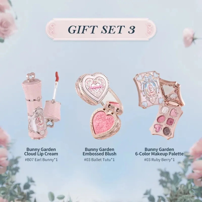 Flowerknows Bunny Garden Collection طقم هدايا مكياج عالي الصباغ لوحة بلسم الشفاه سلسلة مفاتيح مخملية غير لامعة أحمر الشفاه كريم أحمر الخدود مجموعة — image 4