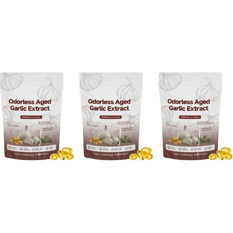 Ekstrak Bawang Putih Berumur Tidak Berbau Softgels 7500mg Herba Fermentasi 24 Bulan Formula Botani Sokongan Imun Kardiovaskular 30 Kiraan — image 10