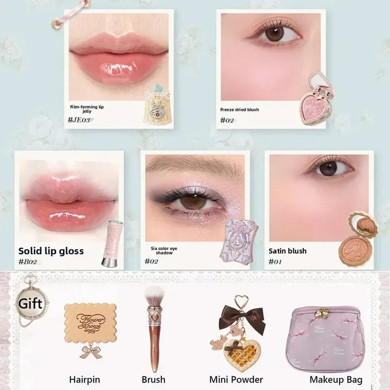 Flower Knows Makeup Set Midsummer Fairytales Flowerknows Foundation Little Angel Highlight Strawberry Rococo Lip Glaze 11pcs Kit