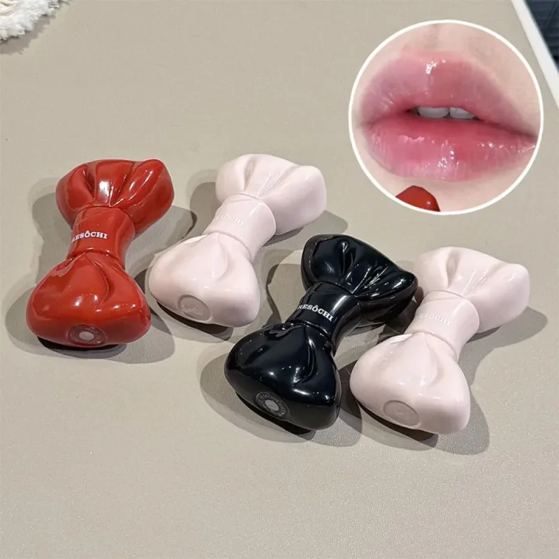Tiub Bow Cermin Berair Tint Bibir Kelabu Manis Merah Jambu Pelembap Lip Gloss Kaca Berkilat Kalis Air Lip Glaze Bibir Montok Kosmetik — image 3