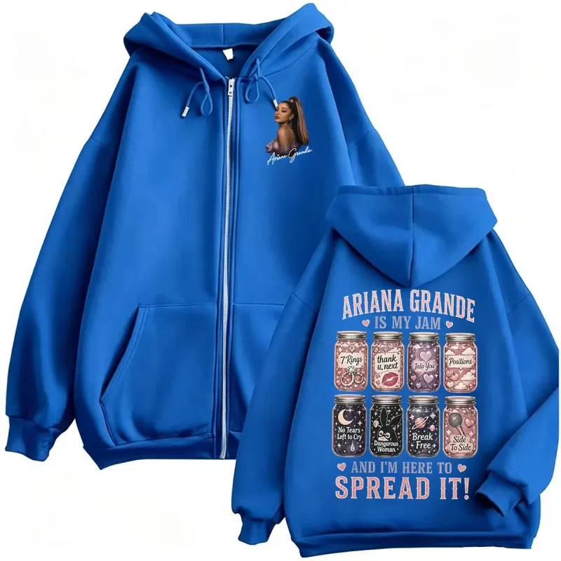 Ariana Grande Is My Jam and I’m Here To Spread It Zipper Hoodies Men Women Fashion Aesthetics Sweatshirt Jacket Coats Streetwear — image 5