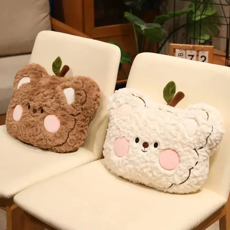 Seat Companion-almohada de oso de pelusa suave y rizada, cojín bonito para sofá, almohada de peluche de Animal Adorable, decoración del hogar