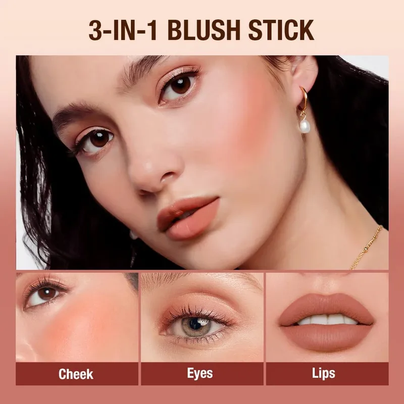 O.TWO.O Juego de 2 piezas de maquillaje, lápiz labial múltiple, colorete en barra, base de maquillaje facial, Control de aceite, maquillaje ligero impermeable para mujeres