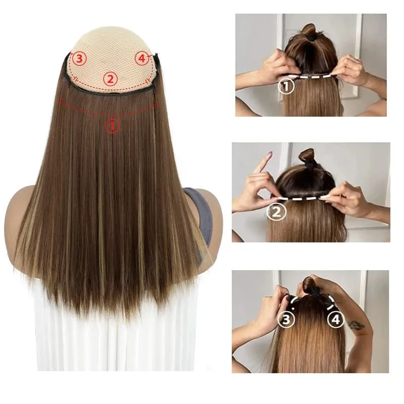 Pièce de perruque pour femmes extensions de cheveux longs et raides 11 cartes ensemble de quatre pièces cheveux synthétiques à pince
