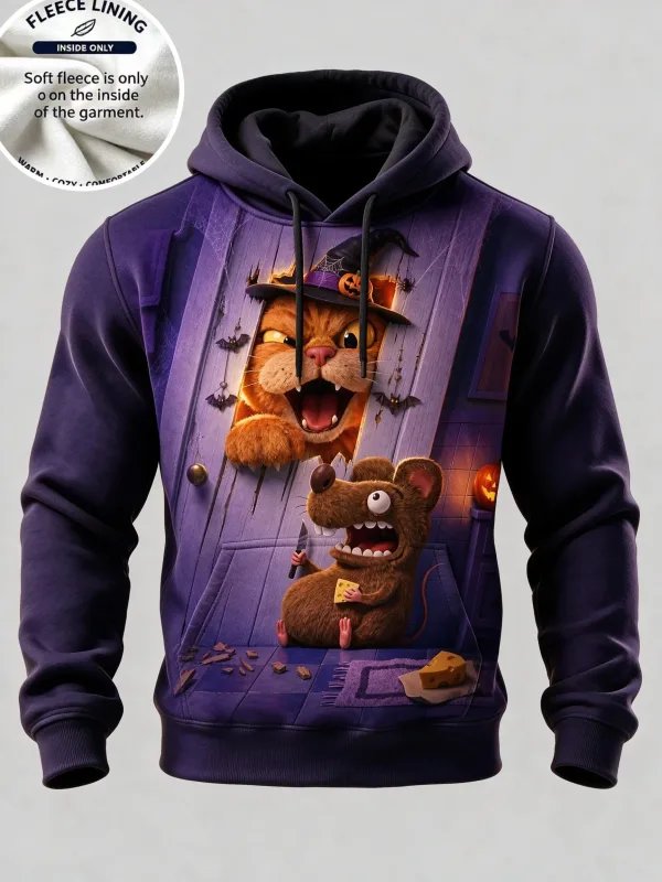 3D Halloween Fleece Hoodie Pumpkin Scarecrow Skeleton Kid Moon Graveyard Pullover Long Sleeve Kangaroo Pocket Sweatshirt