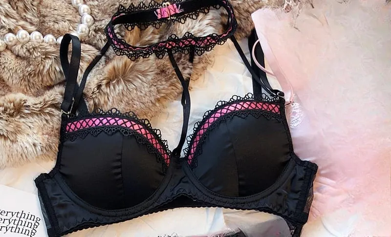 Lolita Fransız Saf Desire Seksi Dantel Saten Spice Kız Sutyen Küçük Göğüs Toplama Halter Içi Boş İç Seti Yumuşak Balenli — image 15