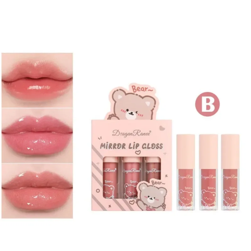 Dragon Ranee 3pcs Mirror Lip Gloss Sæt Hydrating Shining Lip Glaze Moisturizing Pearl Liquid Lipstick Cartoon Lipgloss Sæt — image 5
