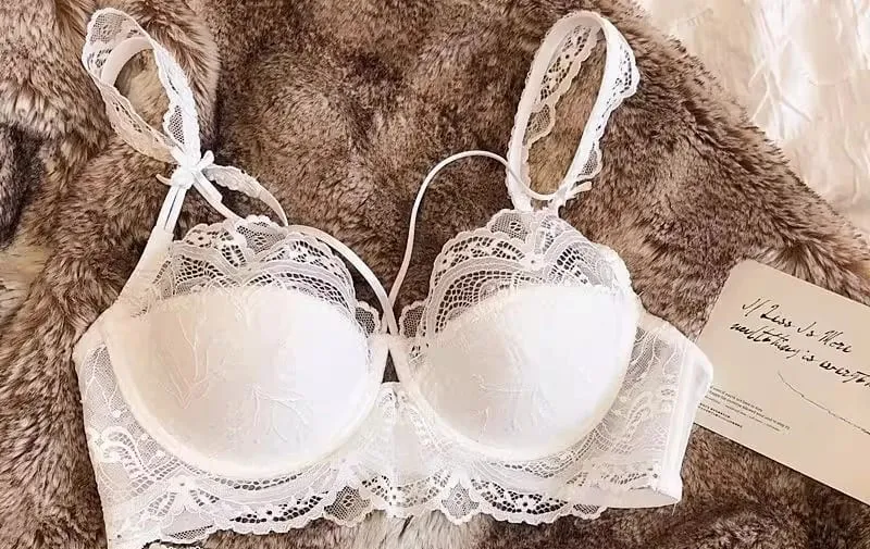 French Pure Lace Bralette Petite Bra Set AABB Cup with Removable Straps & Thin Push Up Pads Soft Underwire Sexy Women's