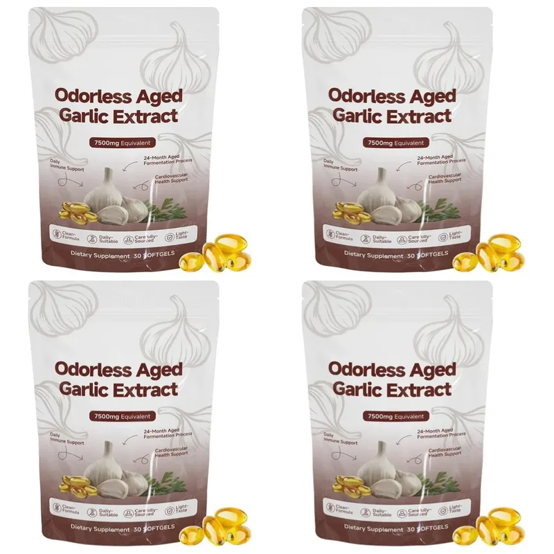 Άοσμο παλαιωμένο εκχύλισμα σκόρδου Softgels 7500mg ισοδύναμης 24-μηνης ζύμωσης για ανοσοκαρδιομεταβολική υποστήριξη Ενήλικες 30 Αριθμός — image 8