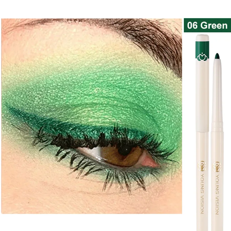 1Pc Ultra-fine Matte Smooth Eyeliner Waterproof Green Purple Colorful Eyeliner Gel Pencil Matte White Eye Lying silkworm Makeup