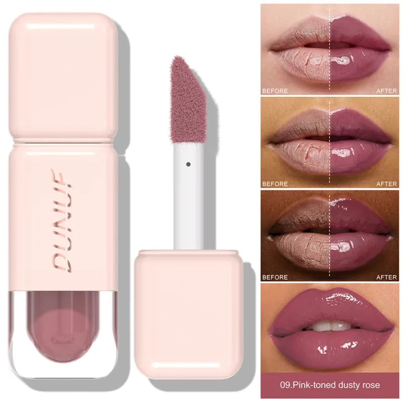Brillo de labios brillante espejo agua tinte de labios taza no pegajosa de larga duración lápiz labial líquido hidratante maquillaje de labios rojo marrón desnudo