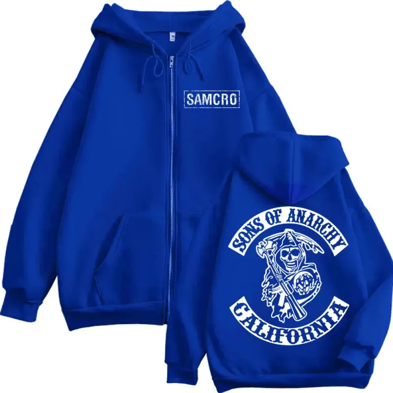 Sons of Anarchy Double Sided Print Zipper Hoodie Men's Women Gothic Vintage Zip Up Sweatshirt Casual Fashion Oversized Pullovers — image 6