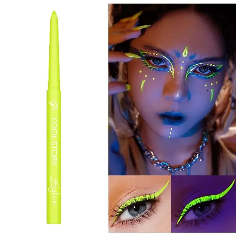 Stylo Gel Eyeliner Fluorescent UV 12 couleurs, imperméable, séchage rapide, Eyeliner coloré néon, blanc, bleu, violet, maquillage pour les yeux, fête musicale — image 8