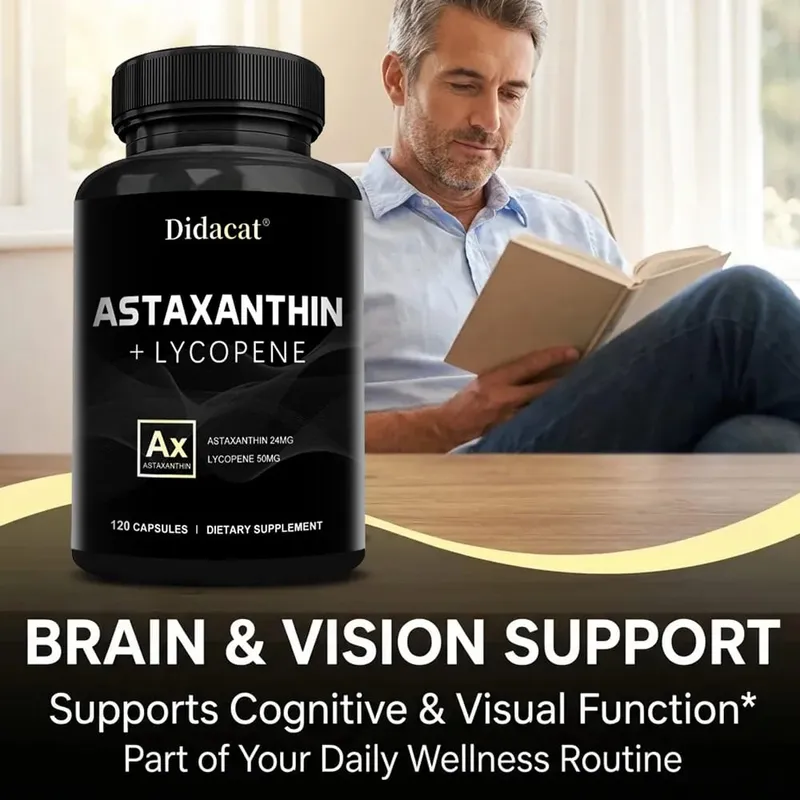 Astaxanthinesupplement voor mannen en vrouwen | Van Haematococcus Pluvialis Microalgen voor ondersteuning van de oog- en huidgezondheid