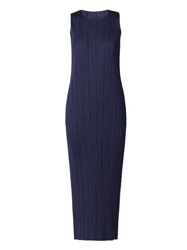 Miyake Plissee Frauen Kleid Sommer Ärmellose Lange Klassische Koreanische Mode Lässig Elegante Weibliche Lce Wasser Blau Strand Kleid TP5045 — image 16