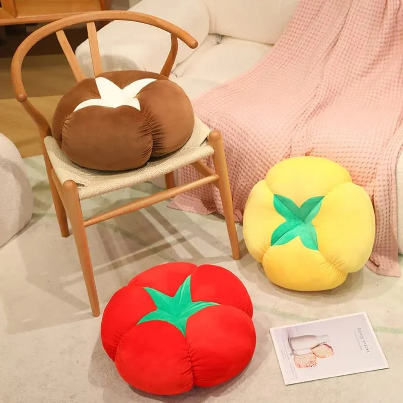 Kawaii محاكاة الخضروات الفاكهة أفخم وسادة البرسيمون شيتاكي الفطر الطماطم لينة ديكور وسادة لغرفة النوم أريكة هدية — image 5