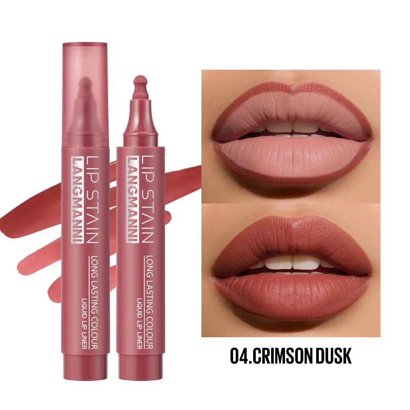 Caneta marcadora líquida para lábios, de longa duração, à prova d'água, fosca, altamente pigmentada, nude, maquiagem para contorno labial para mulheres