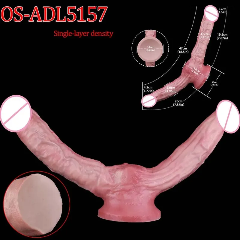 47cm Realistic Long Dildos Double Head Anal Vaginal Stimulator Sex Toy With Sucker For Lesbian Couples Gay Men Adult Tools