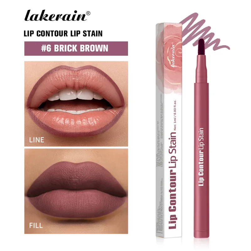 Lakerain Lip Contour Lip Stain Pen Nepřilnavý kalíšek odolný proti rozmazání, Hydratační kosmetický make-up na rty 2 v 1 Lip Stain & Liner — image 13