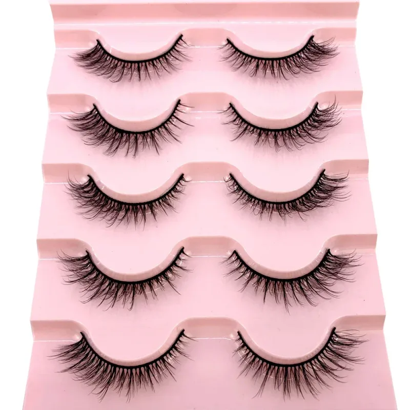 New Cat Eye Lashes 5/7/10 pairs 3D Faux Mink Eyelashes Winged Fluffy Fake Lashes Soft Natural long Full Strip Lash Make — image 37
