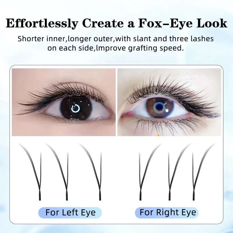Lashonly Fox YY Faux Mink Eyelash Extensions 16 Lines Μαλακό φυσικό Premium Επίπεδο Διχτυωτό Διχτυωτό Βλεφαρίδες Cross Flying YY Lashes for Fox Eye — image 3