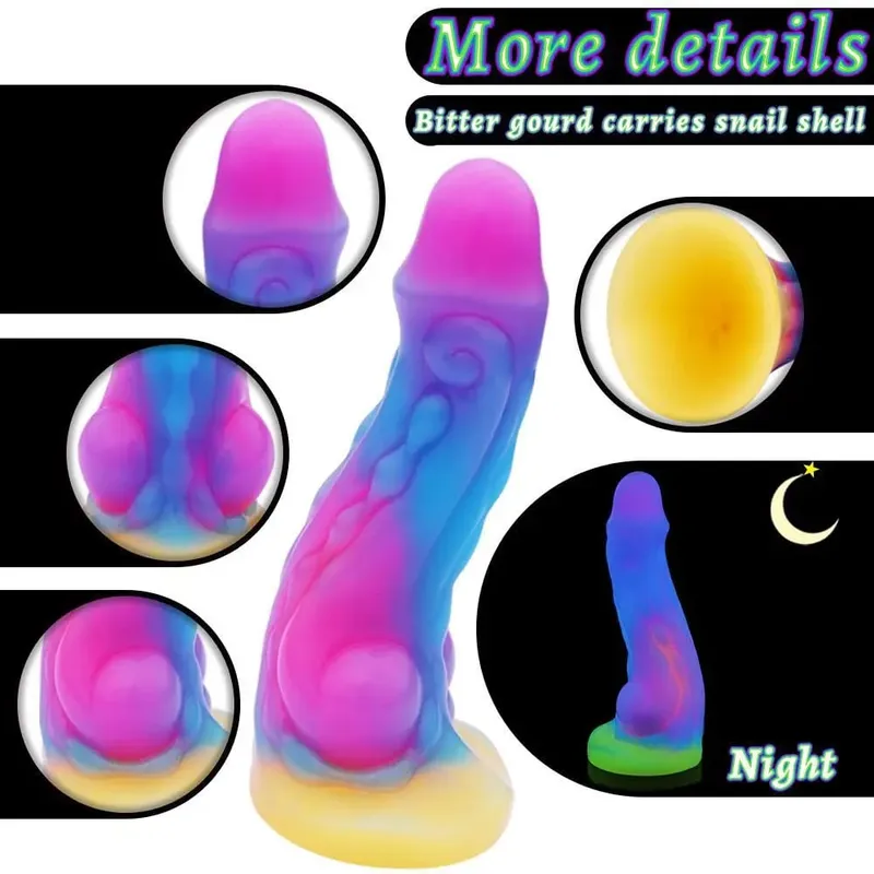 Plugue anal realista noturno brilhante, vibrador luminoso monstro dragão para mulheres e homens, plugue anal sexy em forma de cachorro, brinquedo sexual para casais — image 5