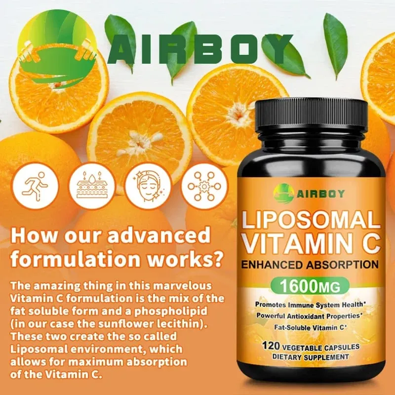 Liposzómális C-vitamin 1600 mg - Elősegíti a kollagéntermelést az immunrendszer támogatása Erőteljes antioxidáns — image 4