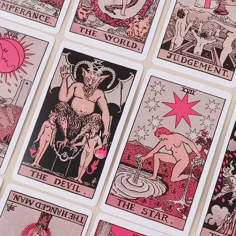 Pink Rider Waite Tarotkortlek för nybörjare Prophecy Divination Deck Familjefestbräde Ödeskort spåspel — image 3