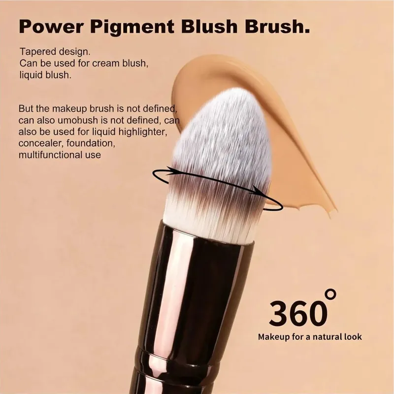 Single Double-Ended Multi-Functional Makeup Brush Professional Foundation + Blush Brush Soft & Dense Bristles