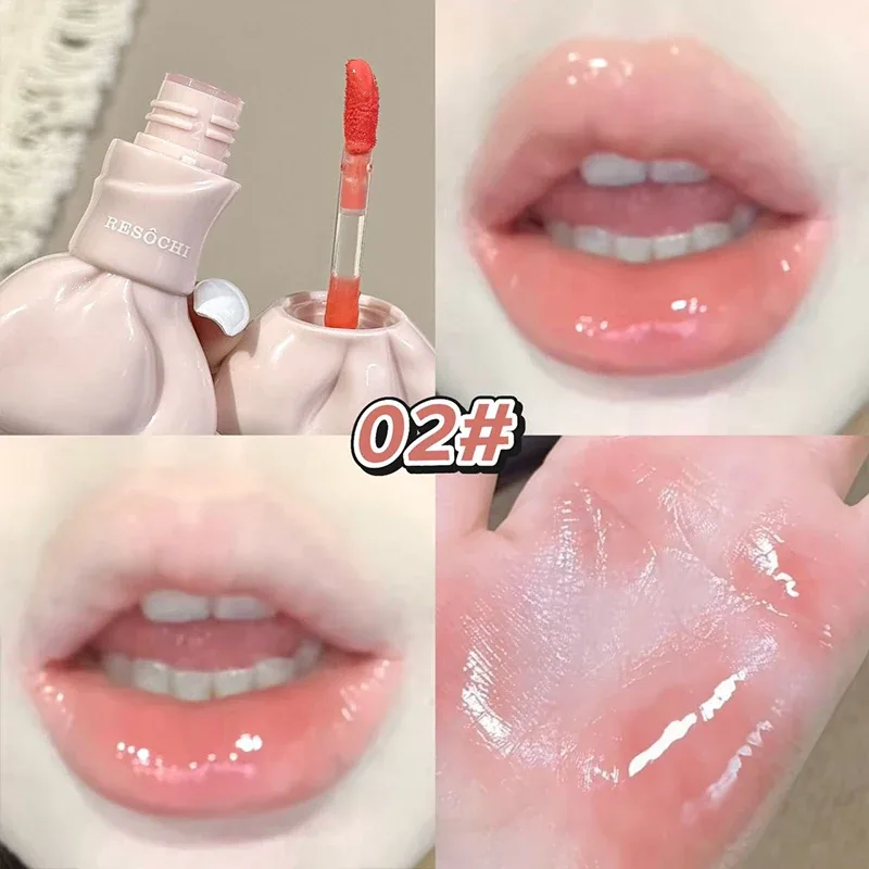 Tiub Bow Cermin Berair Tint Bibir Kelabu Manis Merah Jambu Pelembap Lip Gloss Kaca Berkilat Kalis Air Lip Glaze Bibir Montok Kosmetik