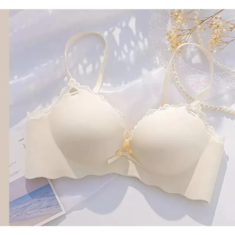 Wireless Seamless AA Cup Push‑up Bra Set One‑piece Padded Lingerie Suit For Small Flat Chest Ladies Soft Daily Underwear Kit