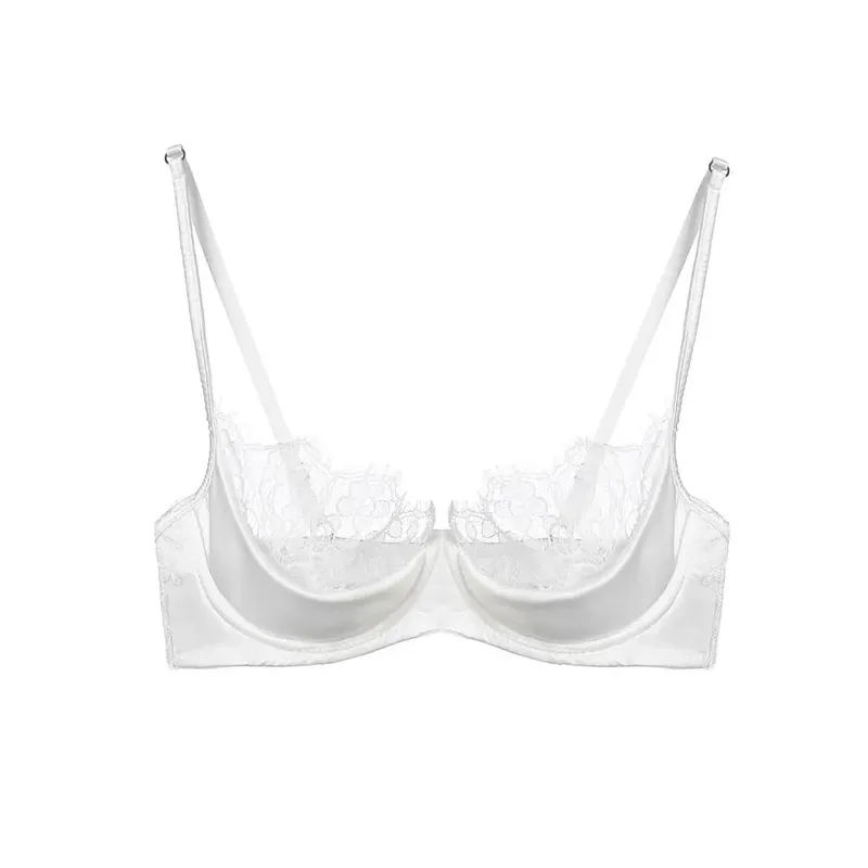 النساء الدانتيل الفرنسي نصف كوب مجموعة الملابس الداخلية الأخضر رقيقة جدا شير لينة مريحة Underwire الصدرية لتمثال نصفي صغير 32 ‑ 38AB — image 5