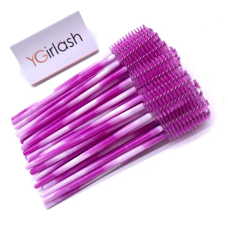 YGirlash 50 יחידות Lash Swans מוליך ריסים קריסטל ידית יהלום חד פעמית שרביטי מסקרה ניילון מברשת כלים קוסמטיים