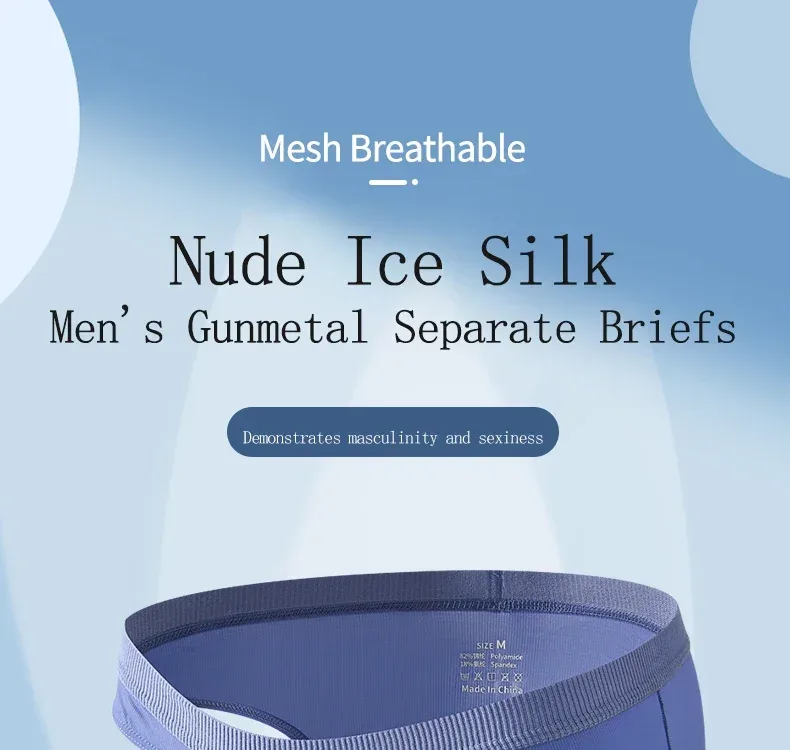 Cuecas masculinas de seda gelo verão transparente sem costura de secagem rápida homem respirável calcinha ultra-fina — image 8